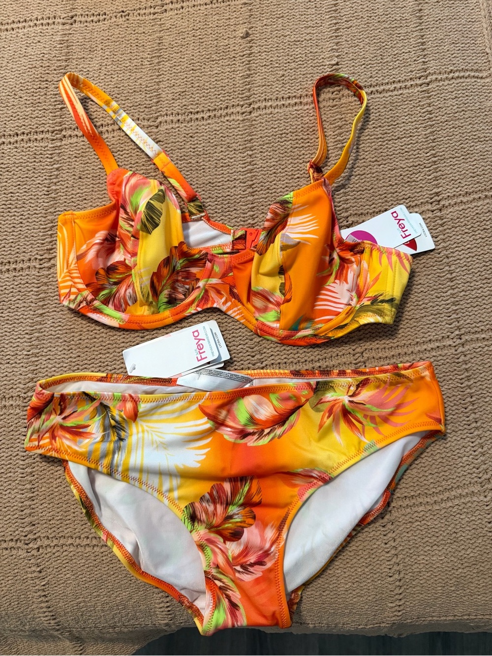 NWT Freya Miami Sunset Underwire Bikini Set Top 36D bottom M